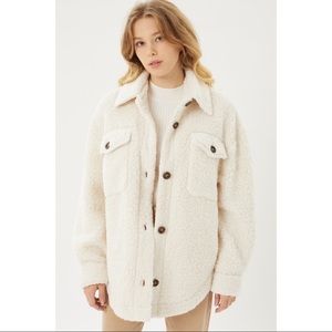 Ivory Teddy Bear Shacket Coat
